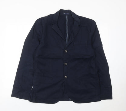Gap Women Blue Cotton Single-Breasted Suit Jacket M
