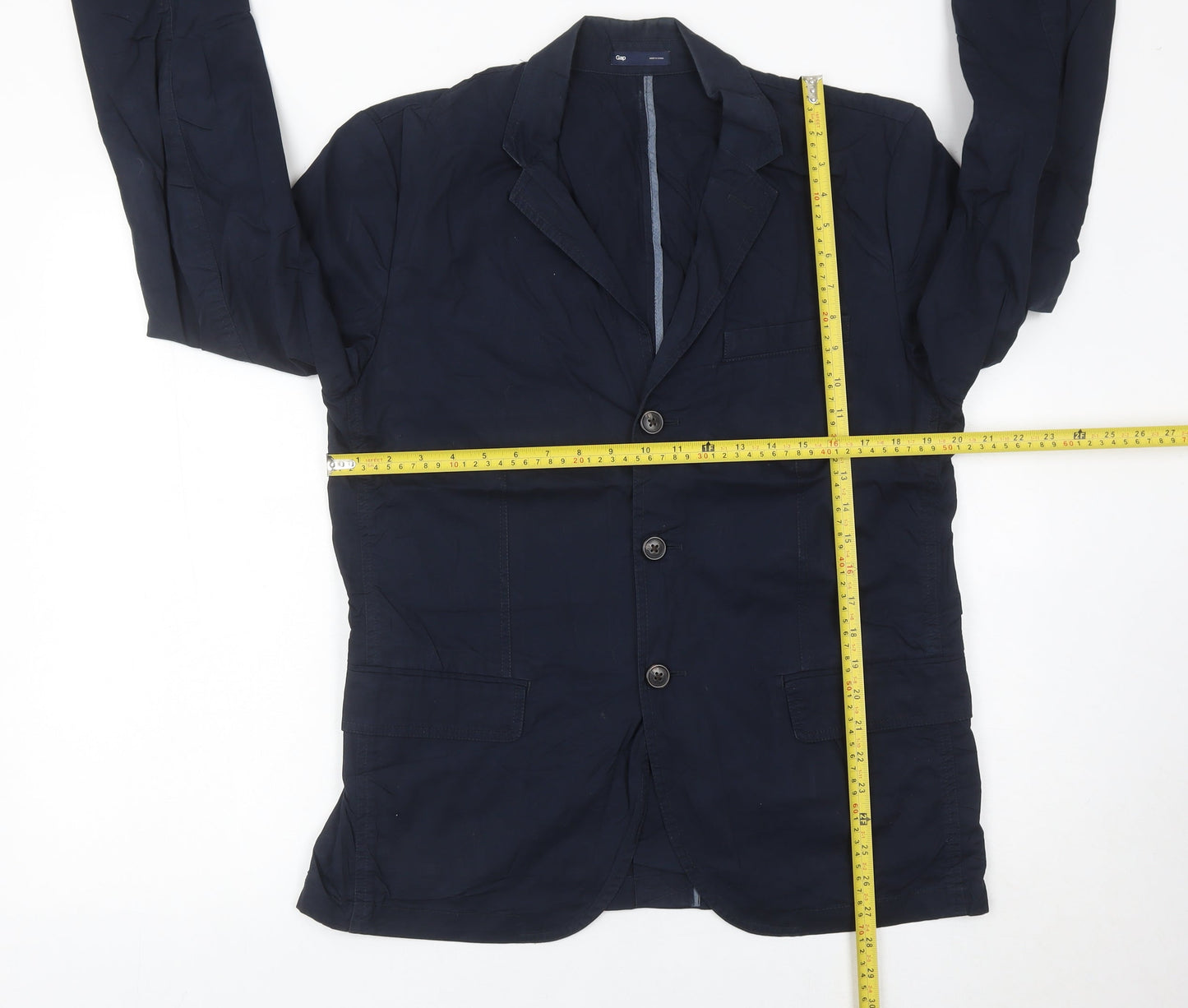 Gap Women Blue Cotton Single-Breasted Suit Jacket M