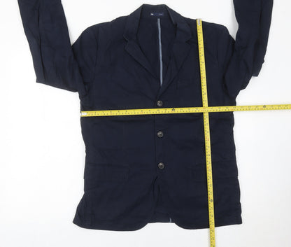 Gap Women Blue Cotton Single-Breasted Suit Jacket M