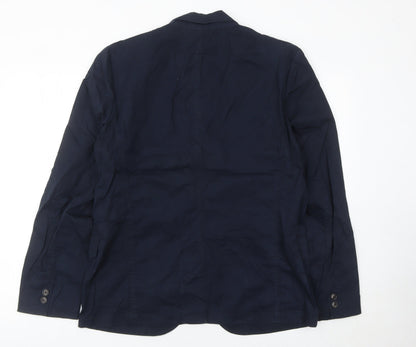 Gap Women Blue Cotton Single-Breasted Suit Jacket M