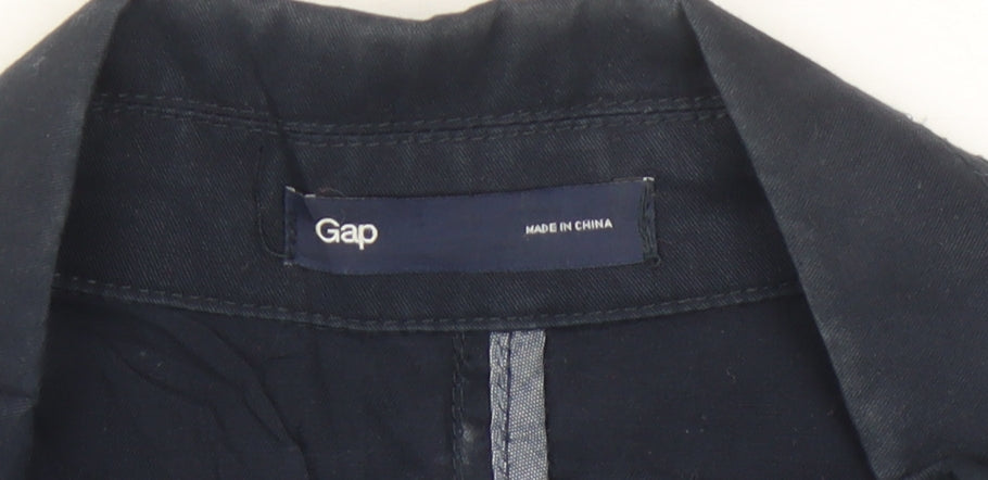Gap Women Blue Cotton Single-Breasted Suit Jacket M