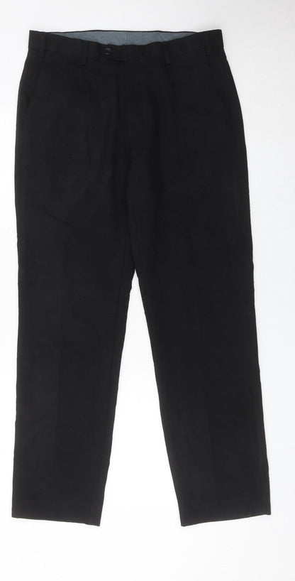 Marks and Spencer Men’s Black 32W 31L Regular Fit Dress Trousers