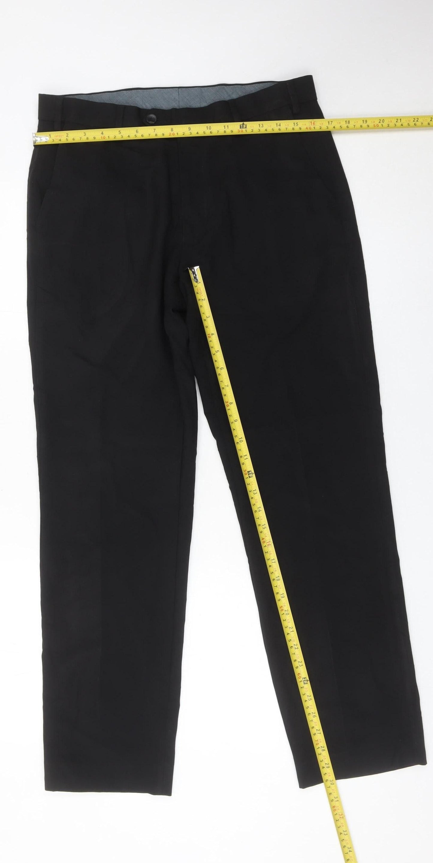 Marks and Spencer Men’s Black 32W 31L Regular Fit Dress Trousers