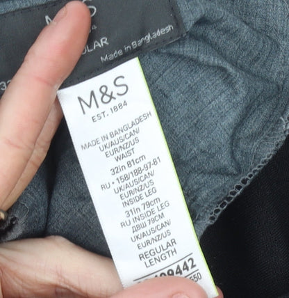 Marks and Spencer Men’s Black 32W 31L Regular Fit Dress Trousers