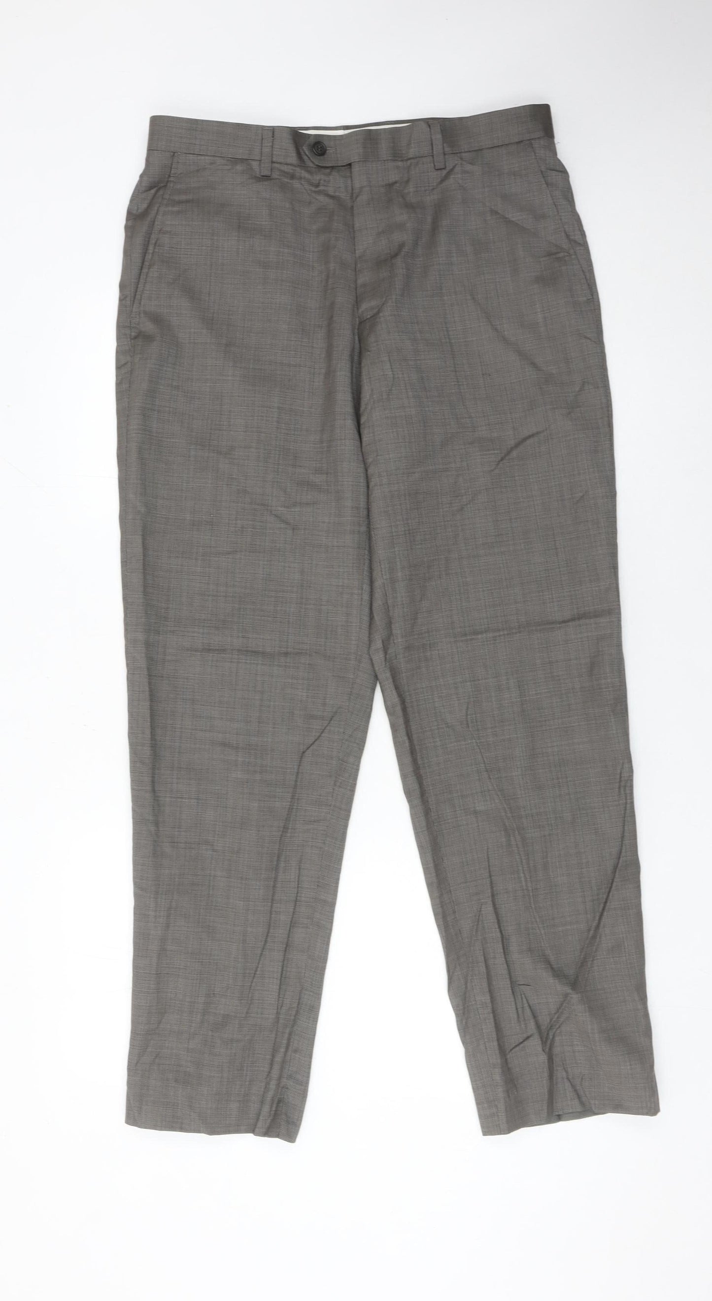 Marks and Spencer Men's Grey Wool Dress Pants Trousers 34W 31L