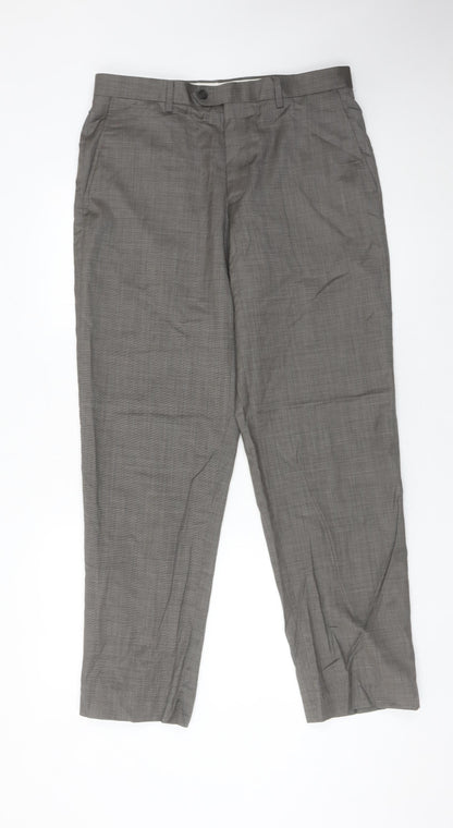 Marks and Spencer Men's Grey Wool Dress Pants Trousers 34W 31L