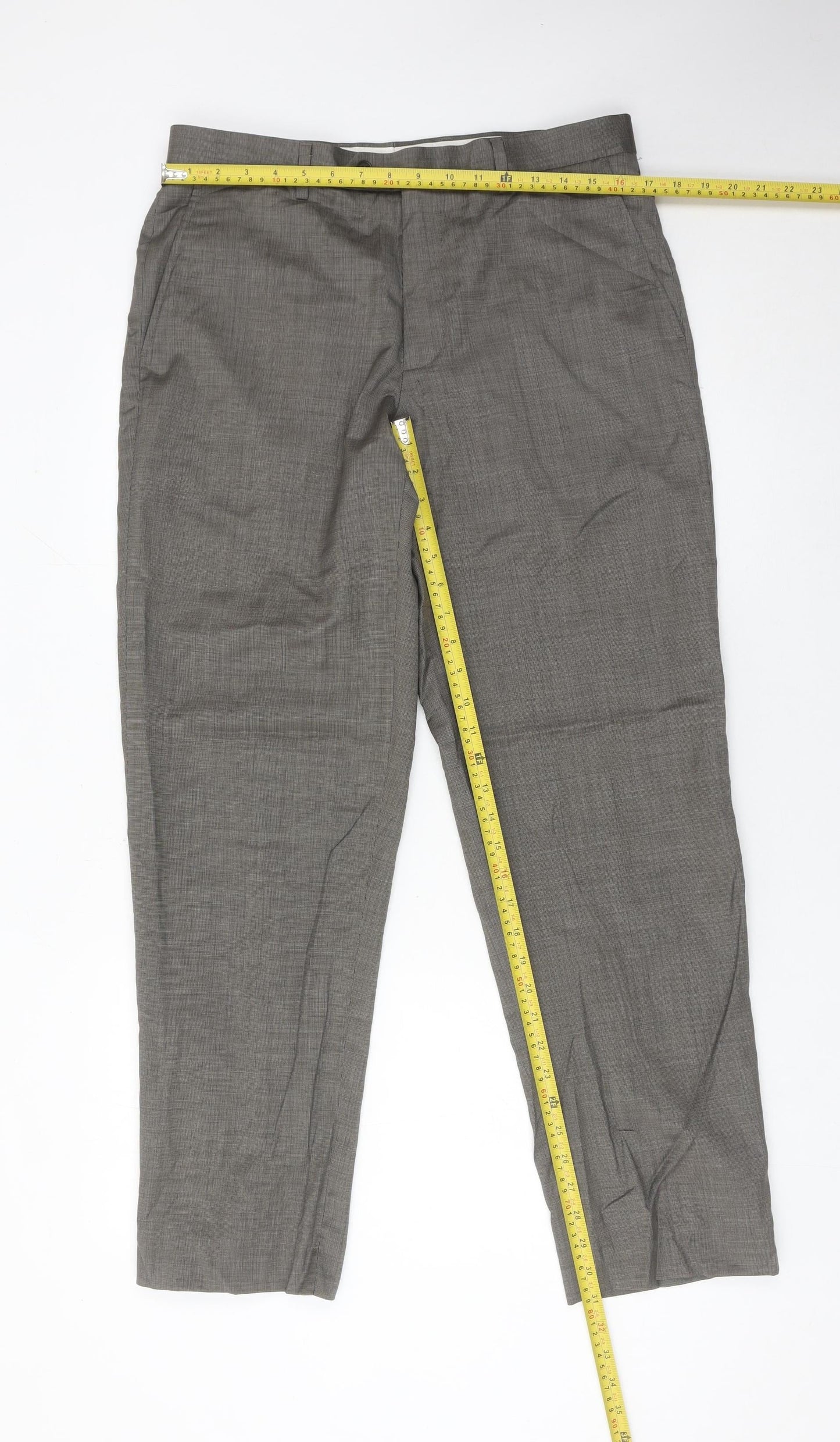 Marks and Spencer Men's Grey Wool Dress Pants Trousers 34W 31L