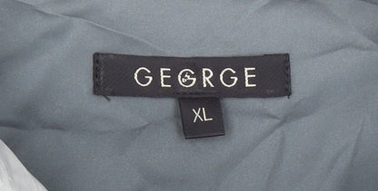 George Mens Grey XL Dragon Print Short Sleeve Button-Up Shirt