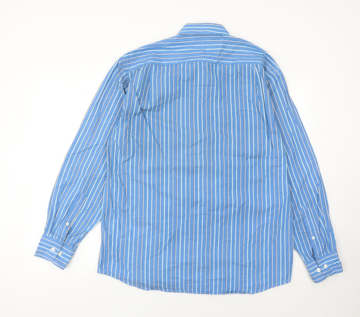 Peter England Men’s Blue Striped 15.5 Long Sleeve Button-Up Shirt