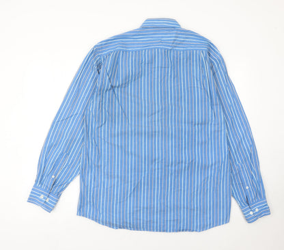 Peter England Men’s Blue Striped 15.5 Long Sleeve Button-Up Shirt
