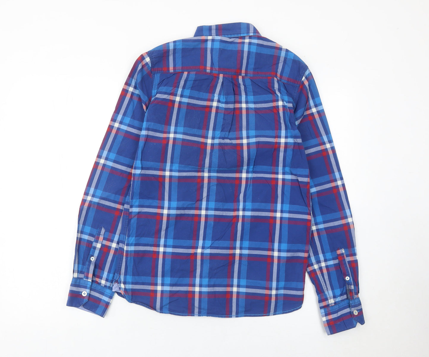 Johnnie b Boys Blue Plaid Button-Up Shirt 13-14 Years Long Sleeve Cotton