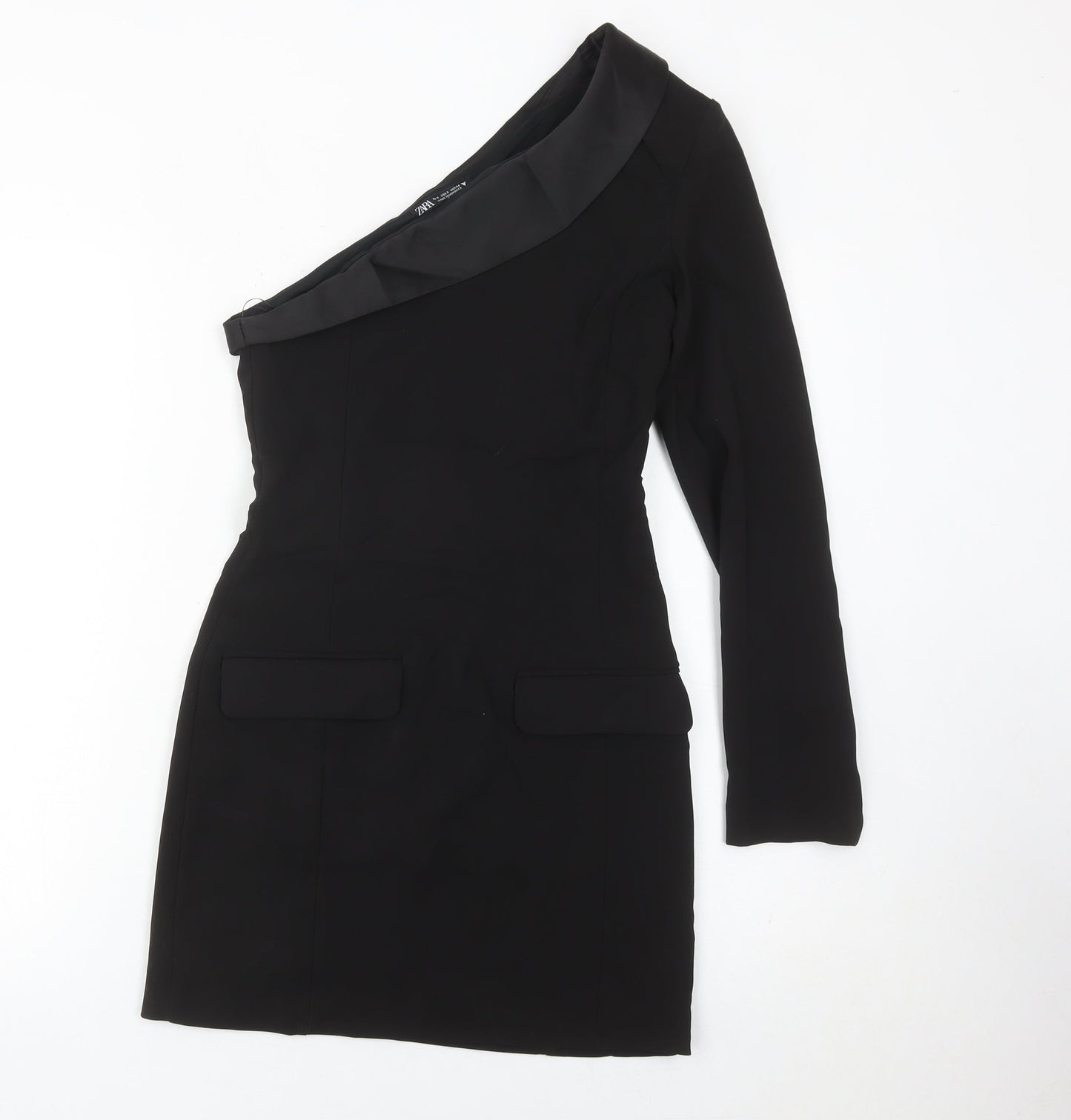 Zara Women’s Black One Shoulder Bodycon Dress Size 8 Party Cocktail