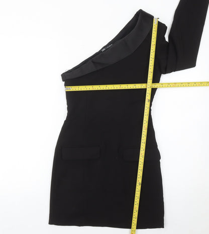 Zara Women’s Black One Shoulder Bodycon Dress Size 8 Party Cocktail