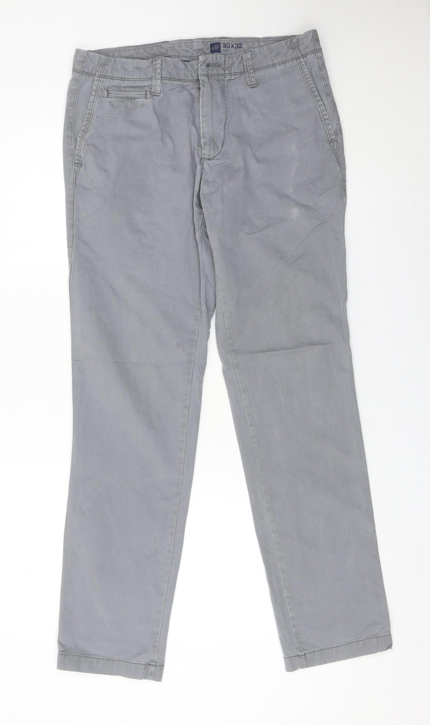 GAP Men’s Grey Slim Chino Trousers 30W x 32L Cotton Casual