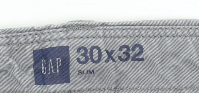GAP Men’s Grey Slim Chino Trousers 30W x 32L Cotton Casual