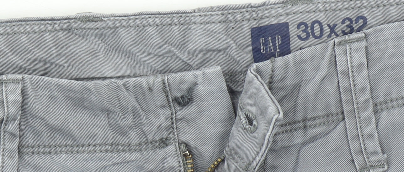 GAP Men’s Grey Slim Chino Trousers 30W x 32L Cotton Casual