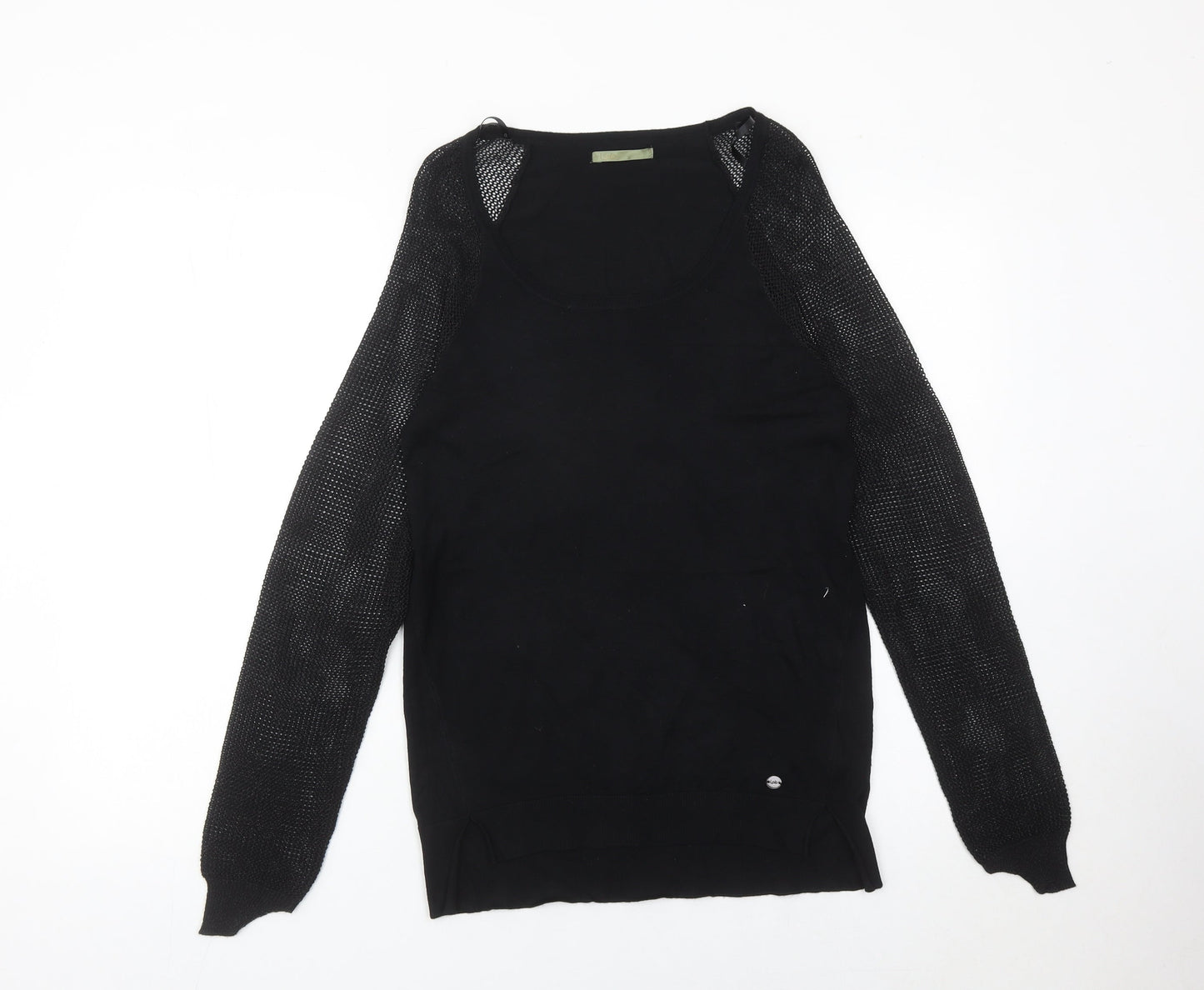 LPB Woman Black Scoop Neck Pullover Jumper Size M Long Sleeve
