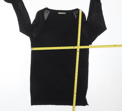 LPB Woman Black Scoop Neck Pullover Jumper Size M Long Sleeve