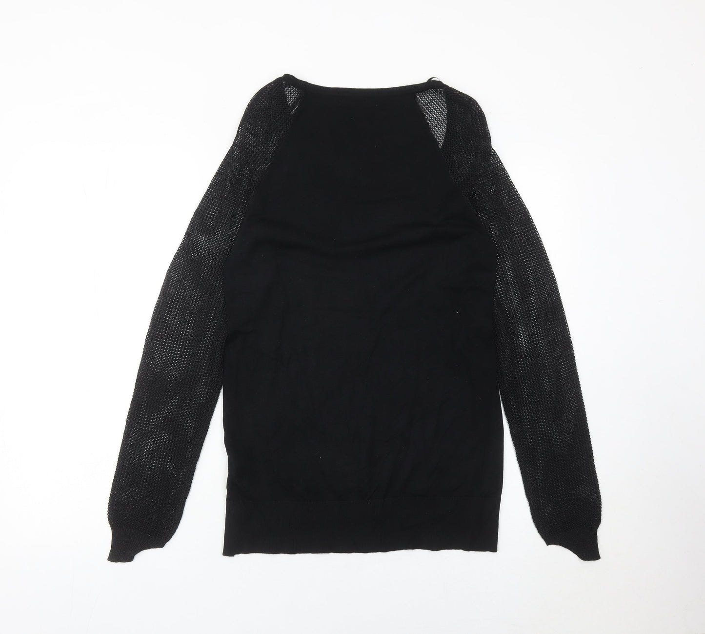 LPB Woman Black Scoop Neck Pullover Jumper Size M Long Sleeve