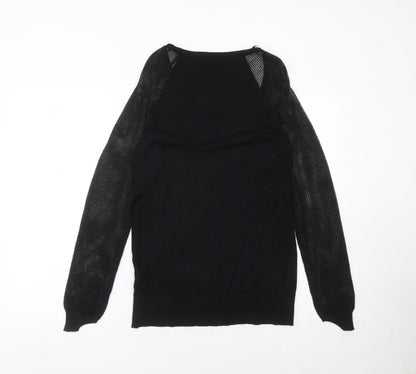 LPB Woman Black Scoop Neck Pullover Jumper Size M Long Sleeve