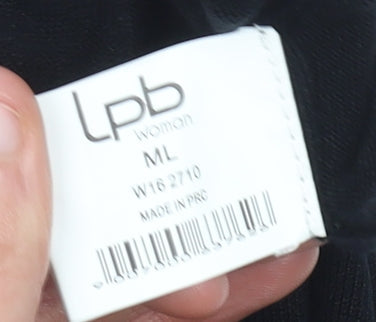 LPB Woman Black Scoop Neck Pullover Jumper Size M Long Sleeve