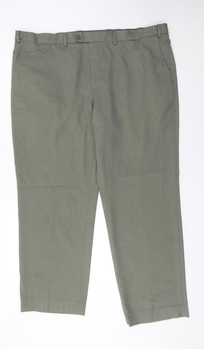 Marks and Spencer Men's Green Chino Trousers 44W 29L Regular Fit