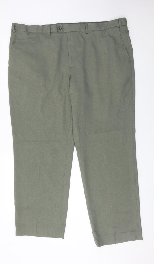 Marks and Spencer Men's Green Chino Trousers 44W 29L Regular Fit