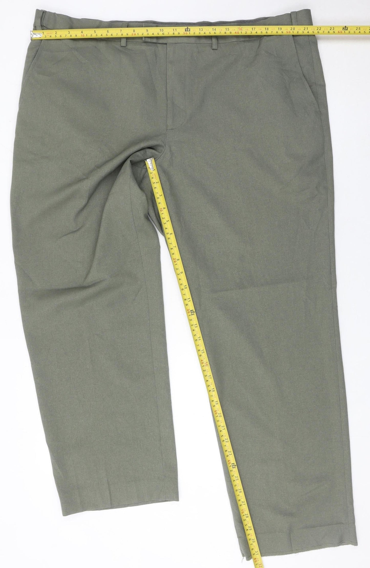 Marks and Spencer Men's Green Chino Trousers 44W 29L Regular Fit