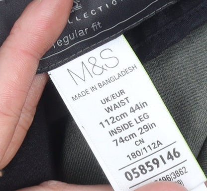 Marks and Spencer Men's Green Chino Trousers 44W 29L Regular Fit