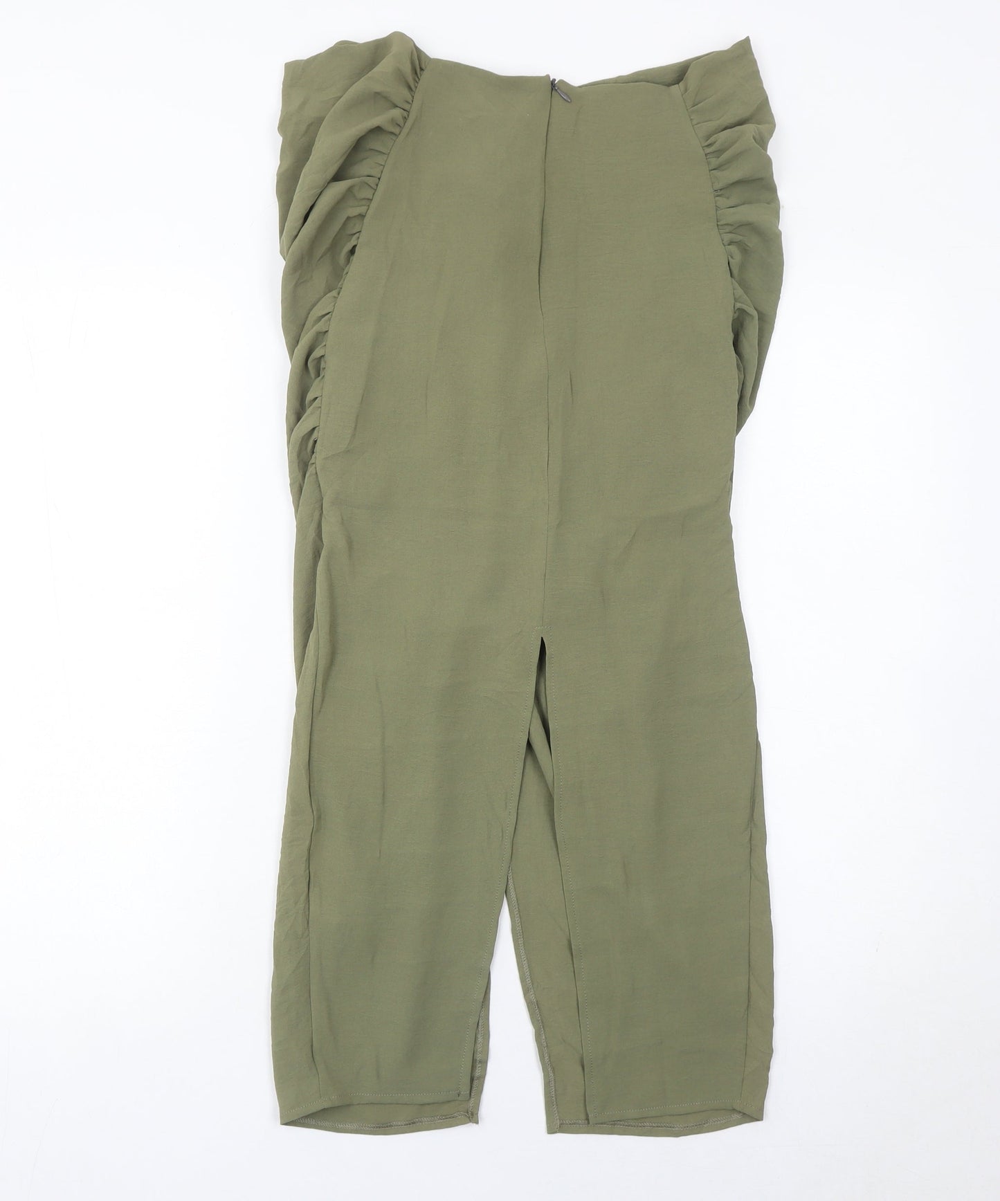 Zara Women’s Green Midi Ruched Pencil Skirt Size M Polyester