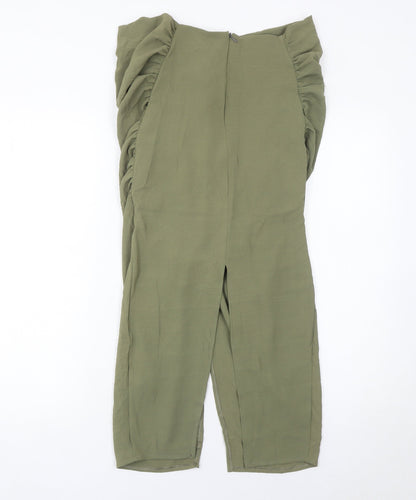 Zara Women’s Green Midi Ruched Pencil Skirt Size M Polyester
