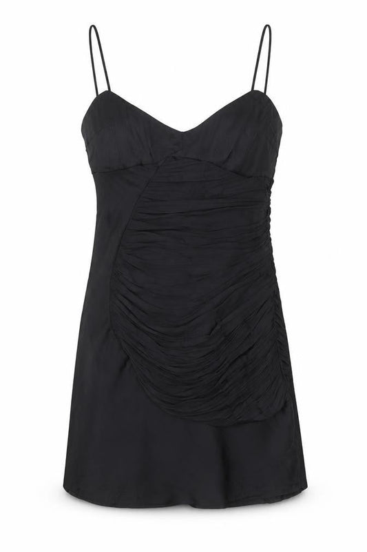 Zara Women’s Black Ruched Slip Dress S Short Sleeveless Party Cocktail