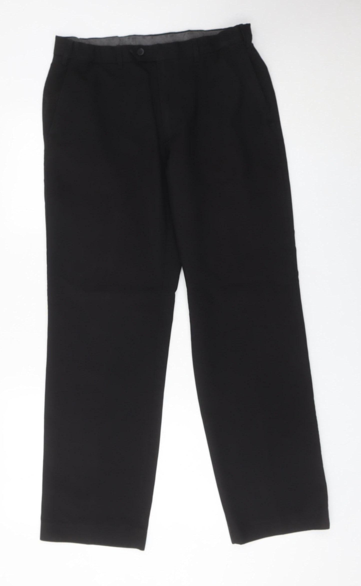 Marks and Spencer Mens Black 32W 31L Regular Fit Dress Trousers