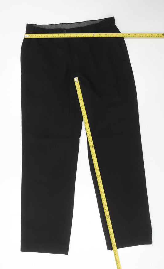 Marks and Spencer Mens Black 32W 31L Regular Fit Dress Trousers