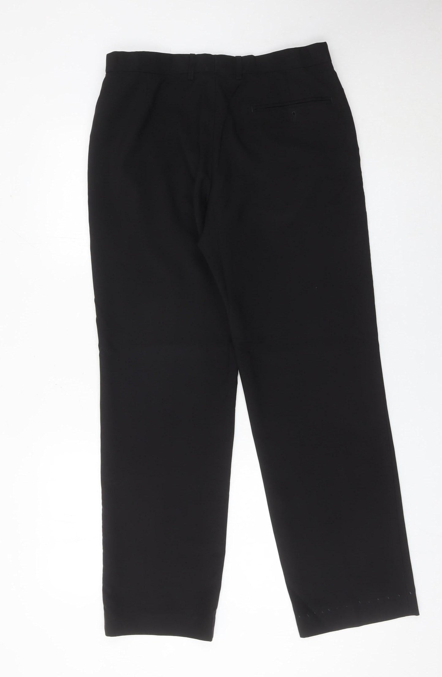 Marks and Spencer Mens Black 32W 31L Regular Fit Dress Trousers