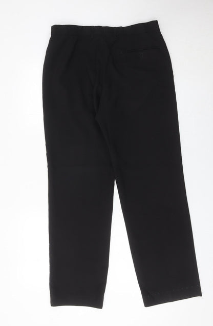 Marks and Spencer Mens Black 32W 31L Regular Fit Dress Trousers