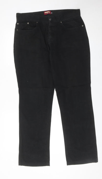 Merc London Men’s Black Chino Trousers Size 34 Straight Leg Cotton