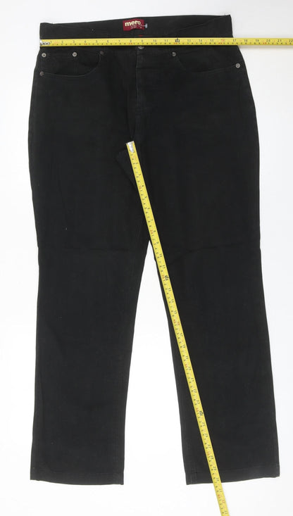 Merc London Men’s Black Chino Trousers Size 34 Straight Leg Cotton