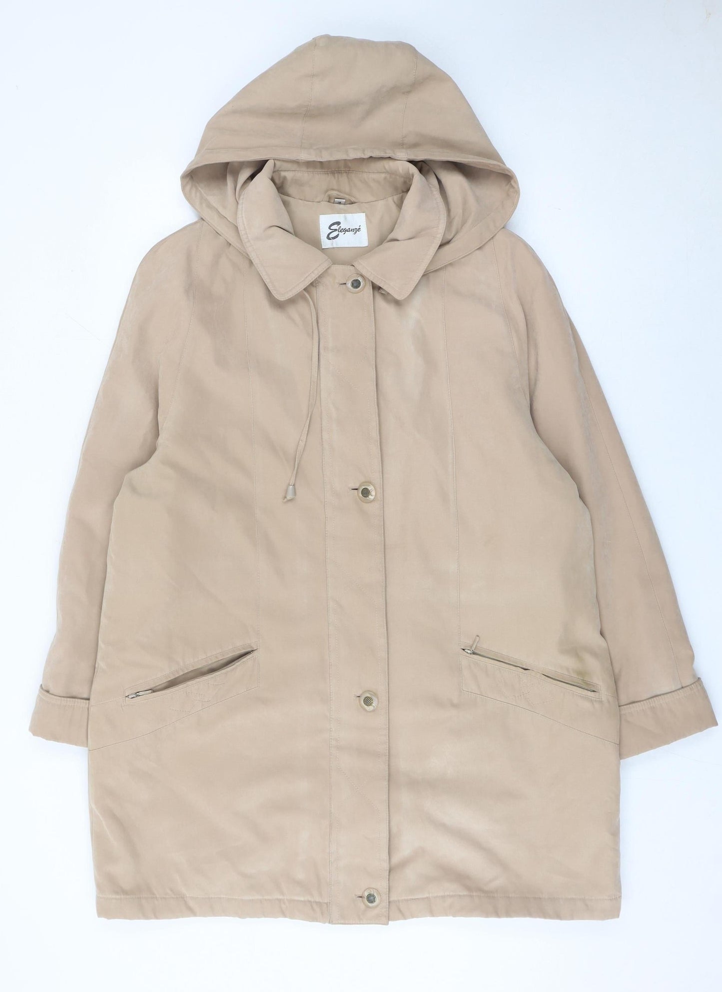 Eleganzé Women’s Beige Hooded Parka Coat Size 18