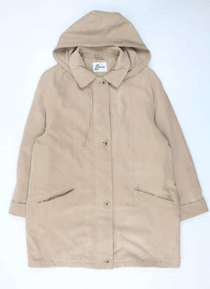 Eleganzé Women’s Beige Hooded Parka Coat Size 18