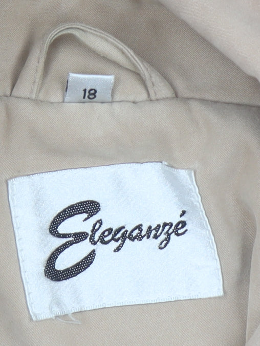 Eleganzé Women’s Beige Hooded Parka Coat Size 18