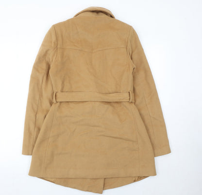 Tart Collections Women Beige Wool Blend Belted Mid-Length Overcoat S