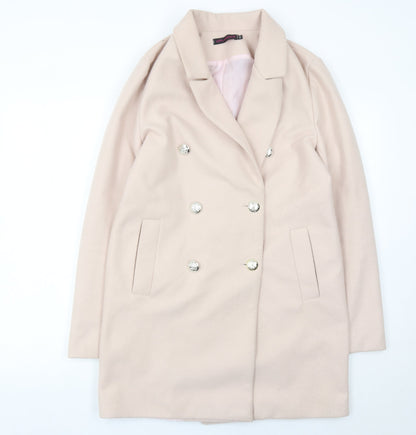 Uplander Women’s Beige Coat Size 12 Mid-Length Double Breasted