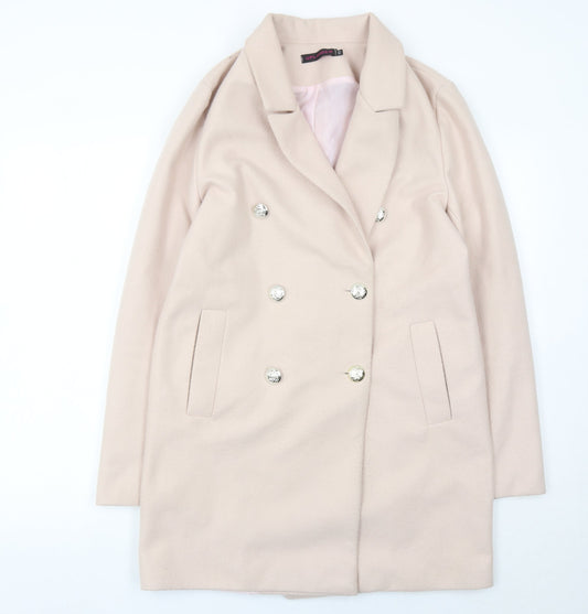 Uplander Women’s Beige Coat Size 12 Mid-Length Double Breasted