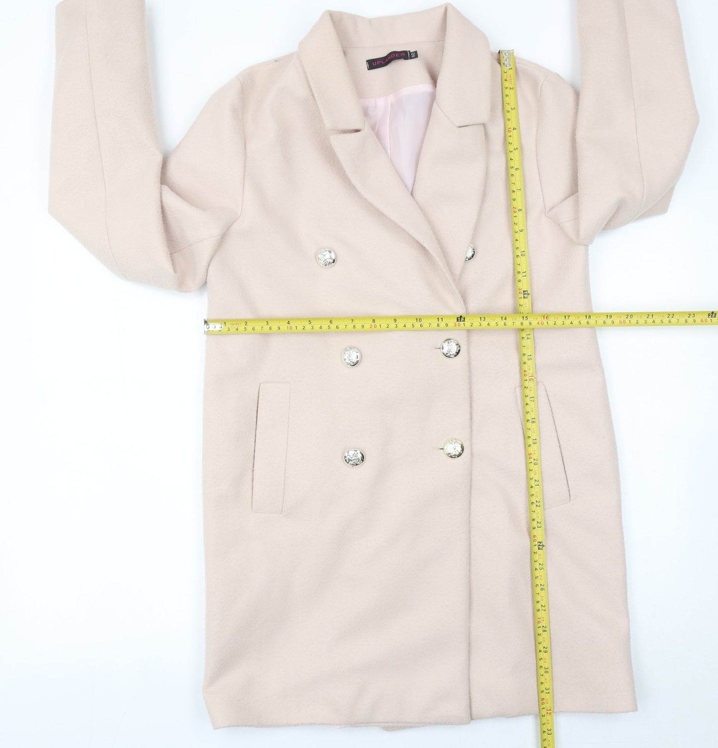 Uplander Women’s Beige Coat Size 12 Mid-Length Double Breasted