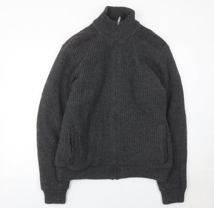 Kangol Men’s Grey XL Full Zip Knit Jumper High Neck Winter