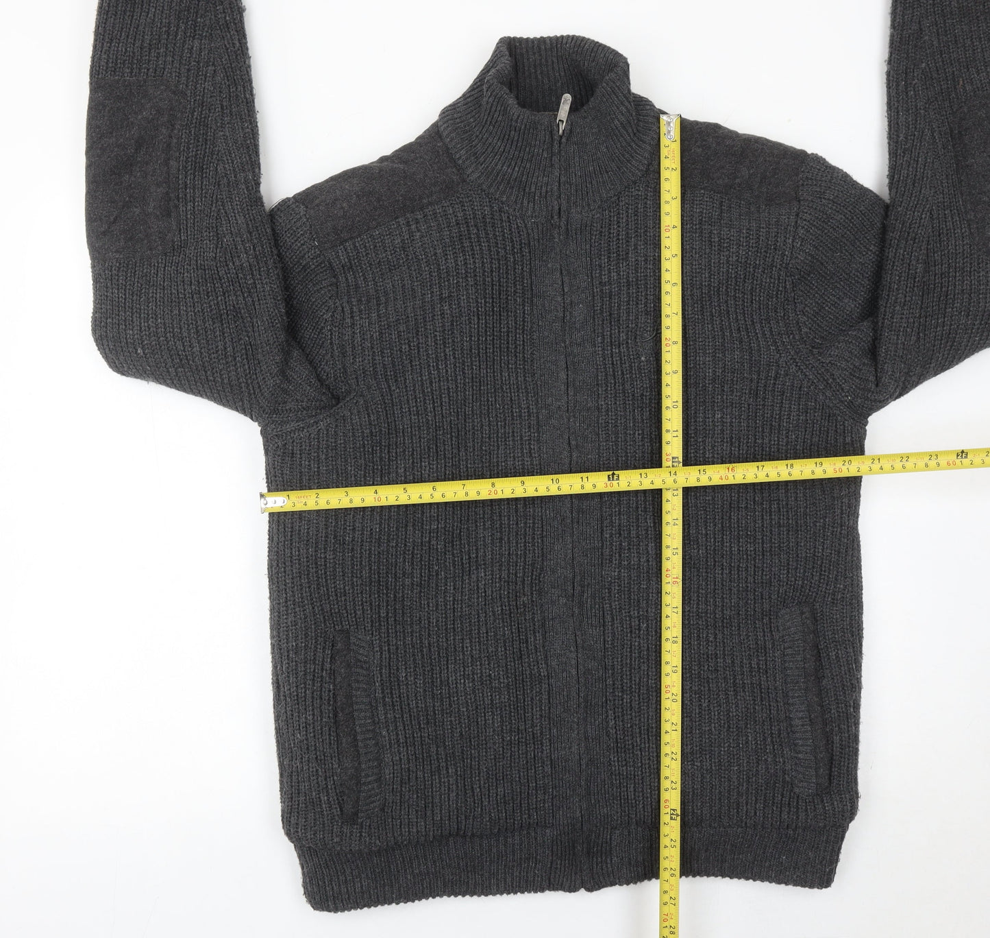 Kangol Men’s Grey XL Full Zip Knit Jumper High Neck Winter