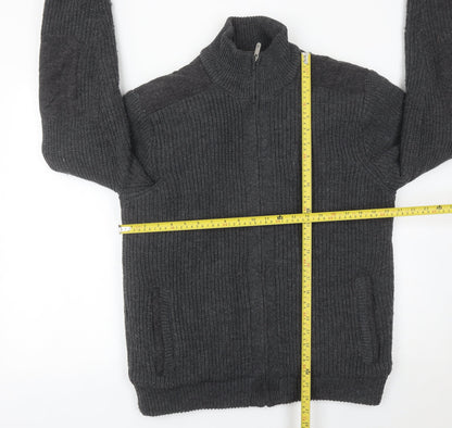 Kangol Men’s Grey XL Full Zip Knit Jumper High Neck Winter