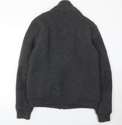 Kangol Men’s Grey XL Full Zip Knit Jumper High Neck Winter