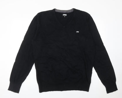 Henleys Men Black XL V-Neck Cotton Jumper Pullover Knitwear
